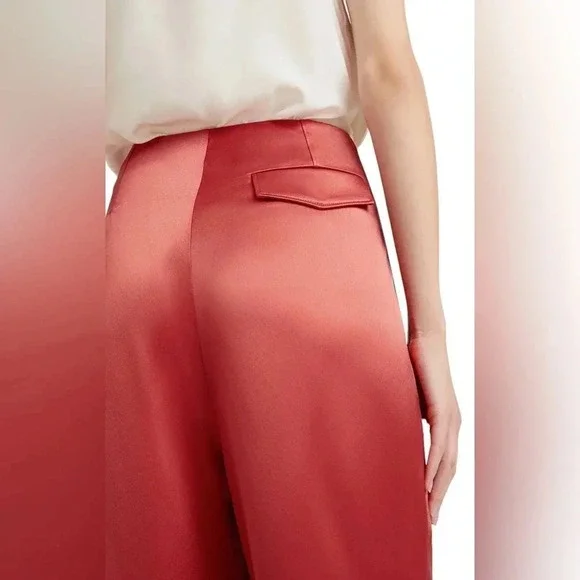 Cinq a Sept 5a7 SATIN RUTHY PANT Pleated Front Zip Closure Straight leg Size 4 - Picture 5 of 16